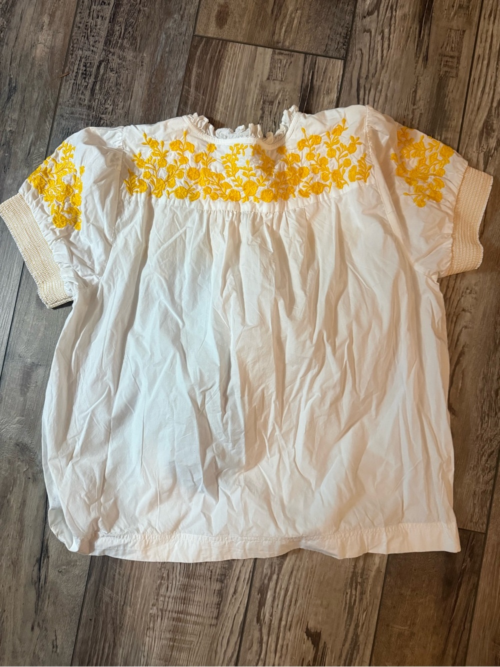 J. Crew White Blouse with Yellow Embroidery size L - Picture 2 of 3